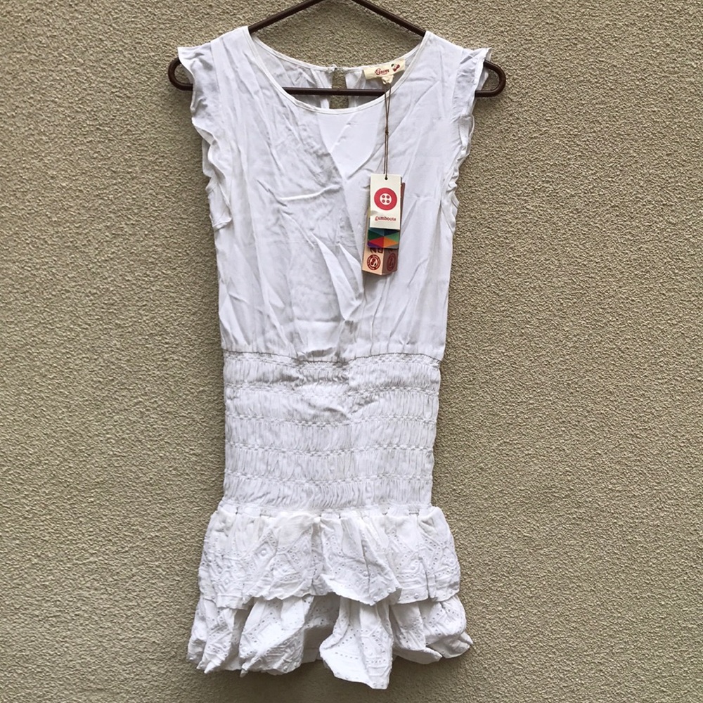 Smocked Dress with flutter sleeves